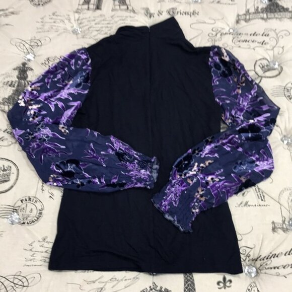 Elie Tahari Carrie Mock-Neck Sheer Blouse - Picture 8 of 10